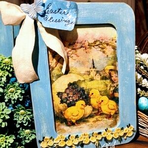 Charming Blue Easter Blessings Framed Art Accent